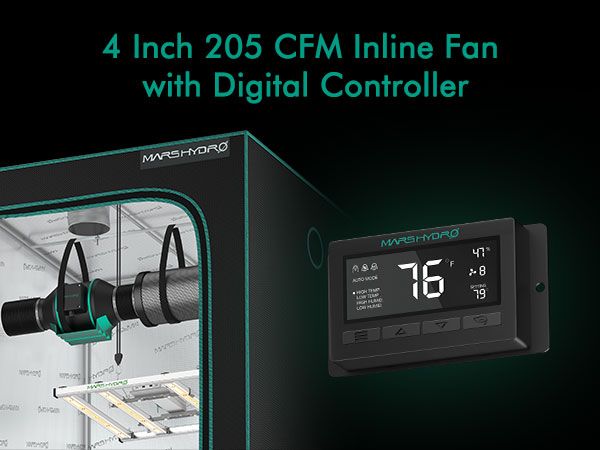 MARS HYDRO SP 3000 LED GROW LIGHT + 2'X4'(120X60X180CM)GROW TENT+4 INCH INLINE FAN AND CARBON FILTER COMBO WITH THERMOSTAT CONTROLLER