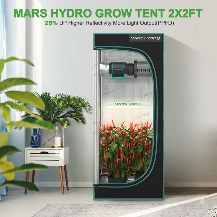 MARS HYDRO TS 600 LED GROW LIGHT + 2'X2'X4.5' (60X60X140CM) COMPLETE INDOOR GROW TENT KITS