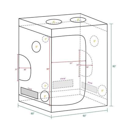 MARS HYDRO HYDROPONIC 5X5 GROW TENT - 60''X60''X80'' (150X150X200CM)