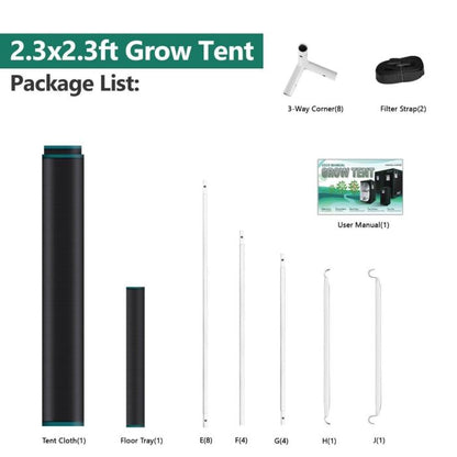 MARS HYDRO 2.3X2.3 GROW TENT - 27''X27''X63''(70X70X160CM)