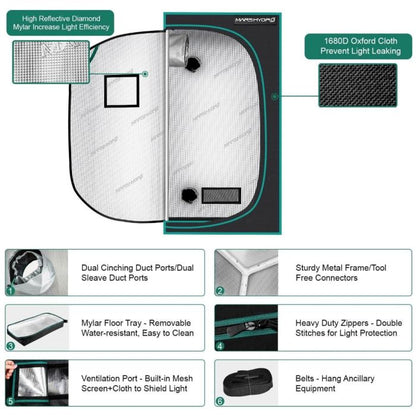 MARS HYDRO 2.3X2.3 GROW TENT - 27''X27''X63''(70X70X160CM)