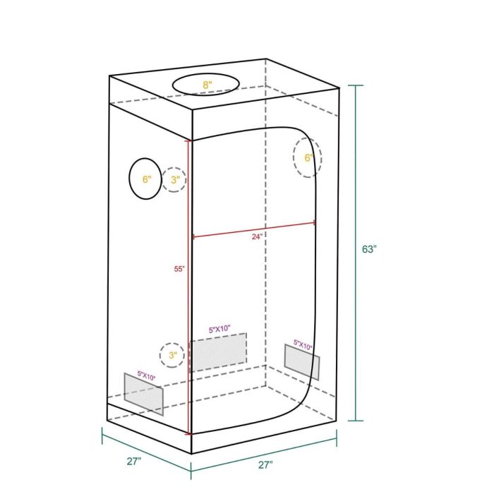 MARS HYDRO 2.3X2.3 GROW TENT - 27''X27''X63''(70X70X160CM)