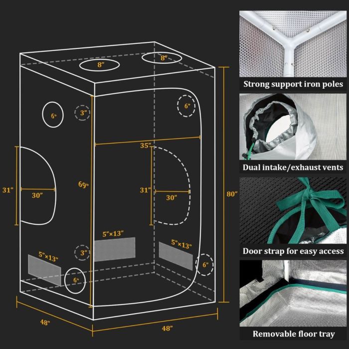 MARS HYDRO TSW 2000 LED GROW LIGHT + 4'X4'(120X120CM) INDOOR COMPLETE GROW TENT KITS